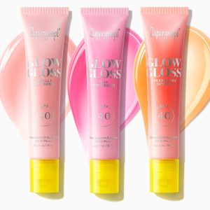 Supergoop! Glow Gloss SPF 40 Lip Balm Trio - 3 Flavors High-Shine Sunscreen Lip Gloss with Shea Butter & Peptides