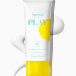 Supergoop! PLAY 100% Mineral Lotion SPF 30 with Green Algae (3.4 oz) - Broad Spectrum Sunscreen for Sensitive Skin, Water & Sweat Resistant, Reef-Safe