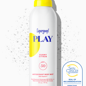 Supergoop! PLAY Antioxidant Body Mist SPF 50 (Sunny Citrus) 6oz - Water & Sweat Resistant Sunscreen Spray with Vitamin C, Skin Cancer Foundation Recommended